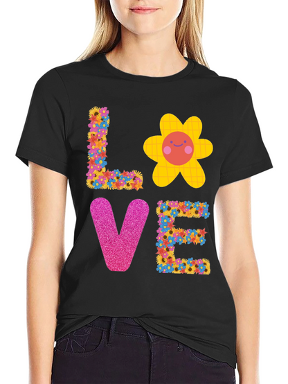 Floral LOVE Graphic Tee - Trendy Unisex T-Shirt