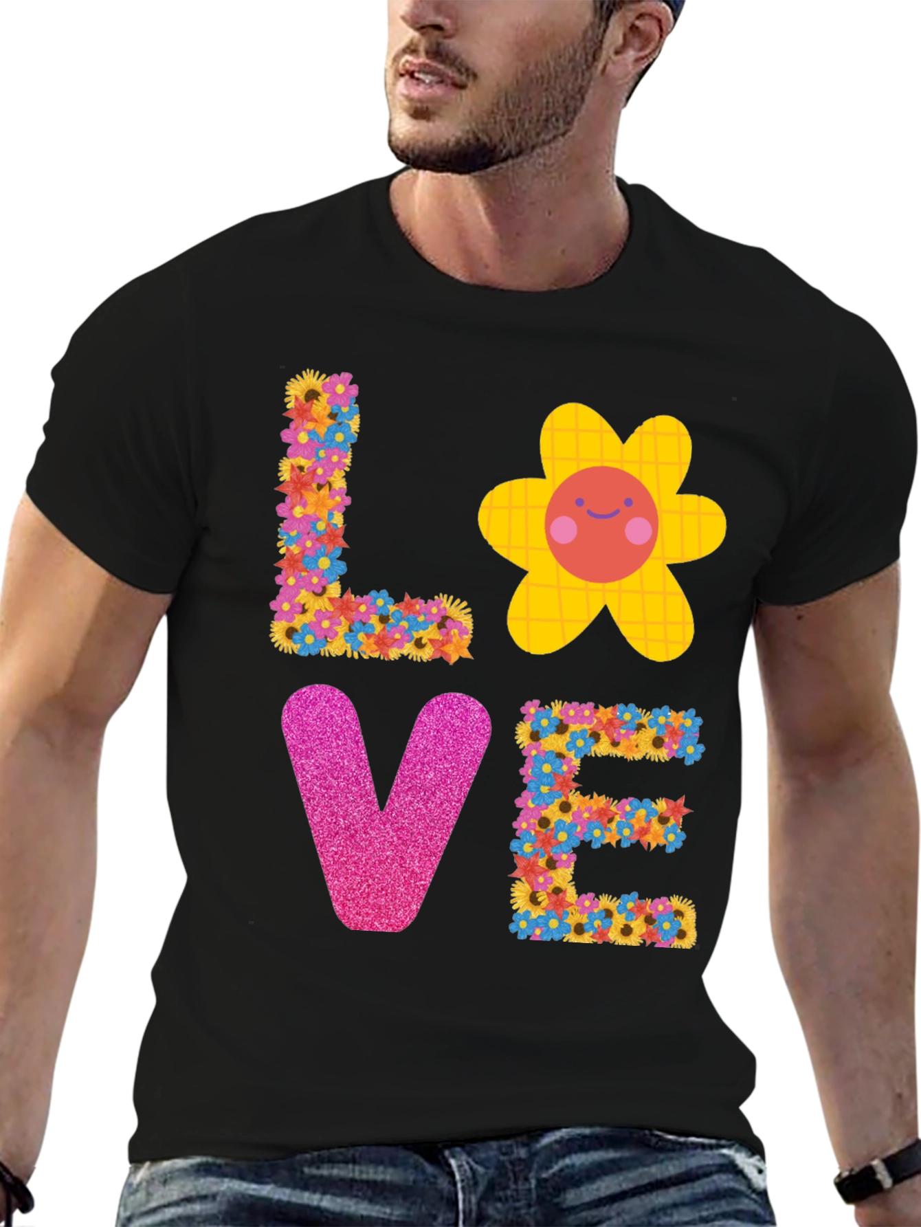 Floral LOVE Graphic Tee - Trendy Unisex T-Shirt