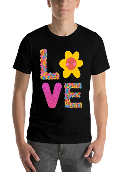 Floral LOVE Graphic Tee - Trendy Unisex T-Shirt