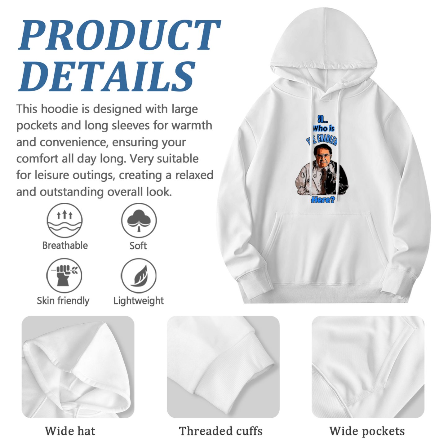 Funny Meme Portrait Unisex Hoodie, Casual Relax Sweatshirt