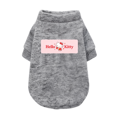 Pink Label Hello Kitty Grey Pet Pullover Sweater, Soft Daily Puppy Cardigan