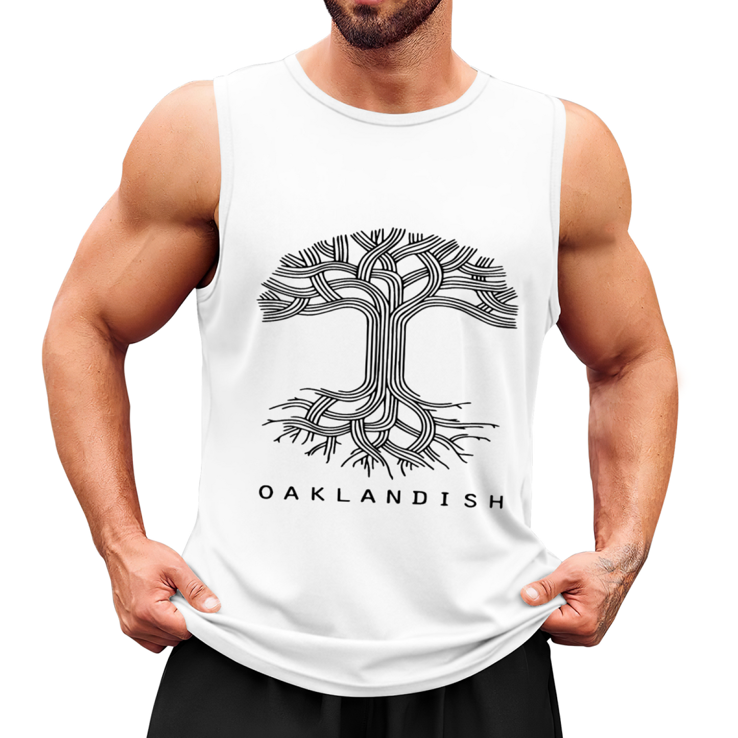Oaklandish Line Art Tree Of Life Minimalist Print Sleeveless Tee
