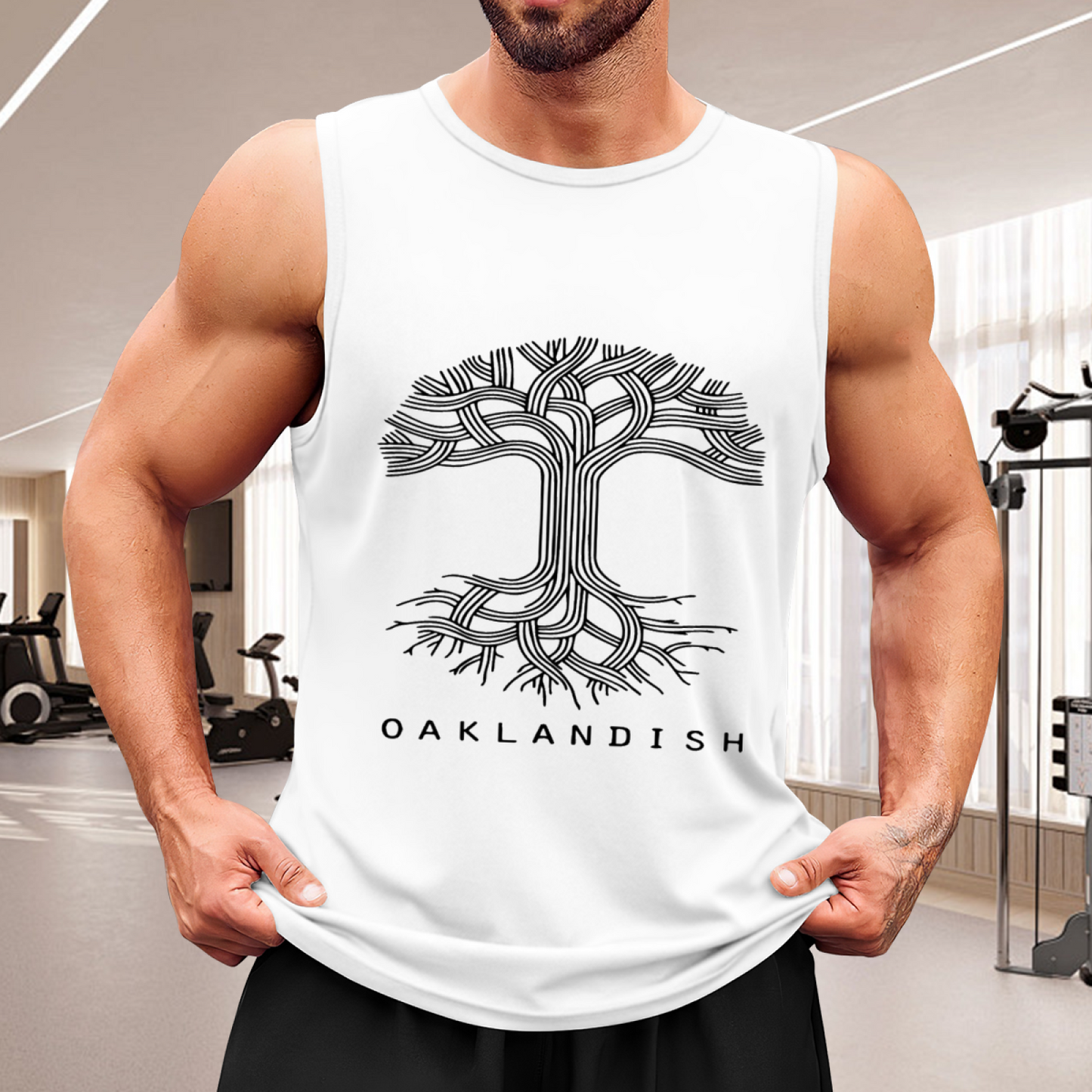 Oaklandish Line Art Tree Of Life Minimalist Print Sleeveless Tee