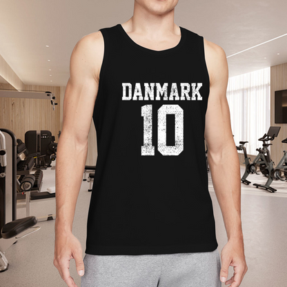 Distressed Danmark Number 10 Sports Style Men Tank Top