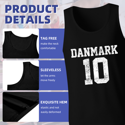 Distressed Danmark Number 10 Sports Style Men Tank Top
