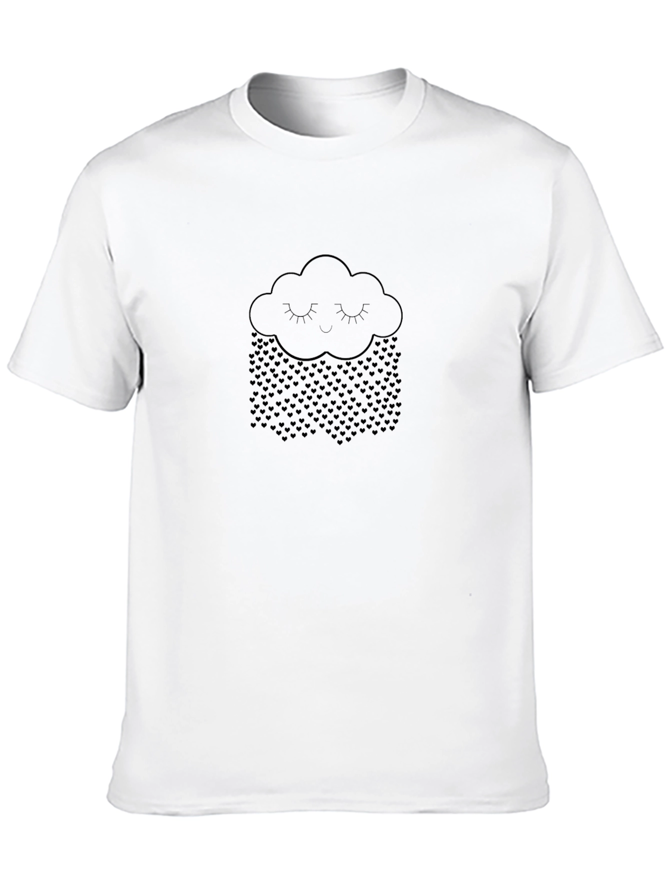 Dreamy Cloud Heart Rain Black T-Shirt