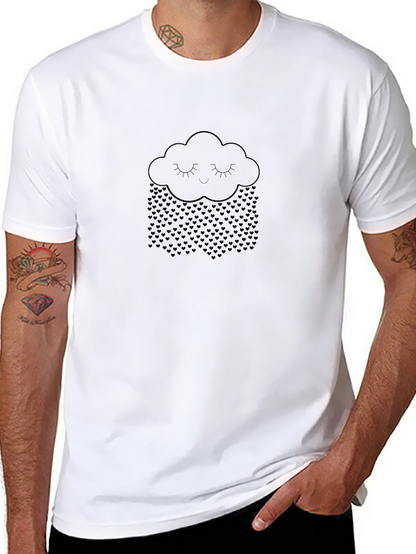 Dreamy Cloud Heart Rain Black T-Shirt