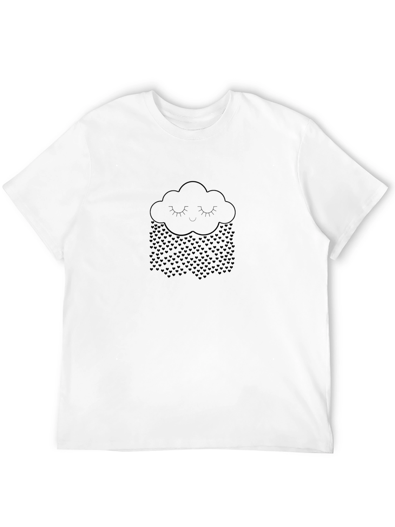 Dreamy Cloud Heart Rain Black T-Shirt