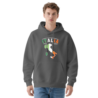 Italia Flag Map Print Red Hoodie, Italian Culture Unisex Comfort Pullover