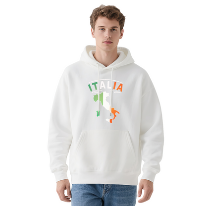 Italia Flag Map Print Red Hoodie, Italian Culture Unisex Comfort Pullover