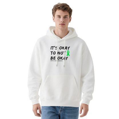Mental Health Awareness Green Ribbon White Hoodie, Gentle Comfort Daily Top