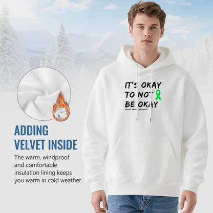 Mental Health Awareness Green Ribbon White Hoodie, Gentle Comfort Daily Top
