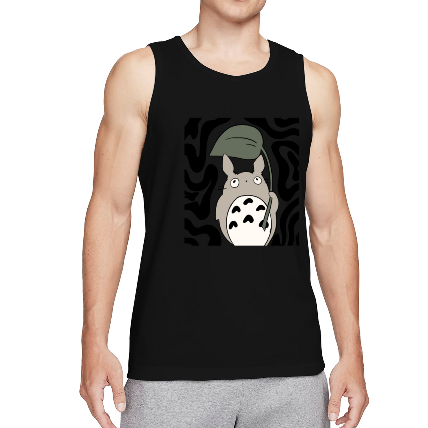 Cute Totoro Holding Leaf Anime Lovers Tank Top