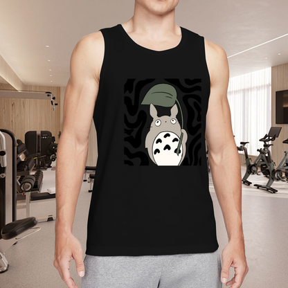 Cute Totoro Holding Leaf Anime Lovers Tank Top