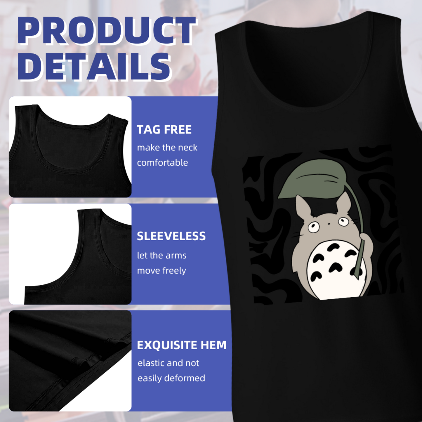 Cute Totoro Holding Leaf Anime Lovers Tank Top