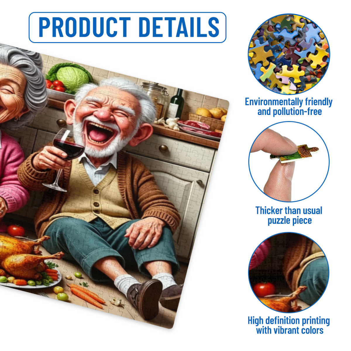 Cheerful Elderly Couple Thanksgiving Feast Puzzle