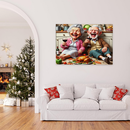 Cheerful Elderly Couple Thanksgiving Feast Puzzle