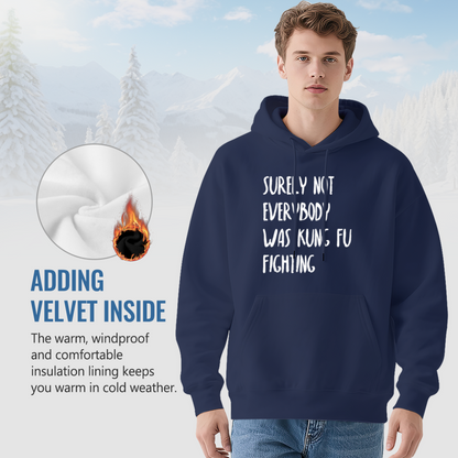 Retro Kung Fu Fighting Lyric Navy Hoodie, Cozy Nostalgic Street Sweatshirt