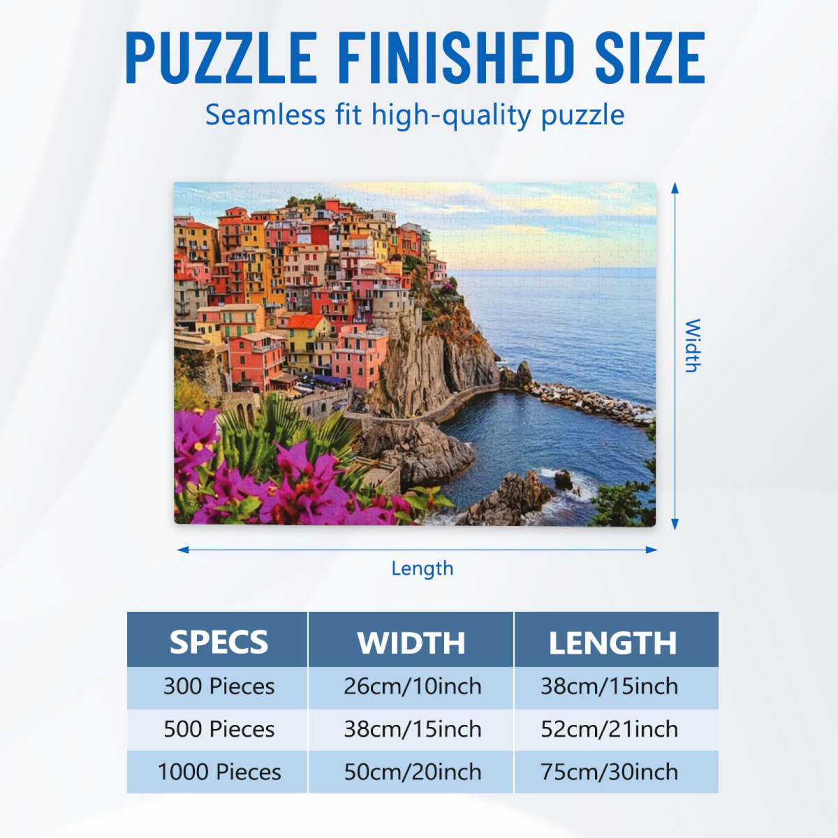 Cinque Terre Cliffside Color Coastal Village Ocean Puzzle
