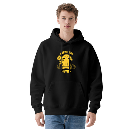 Vermilion Gym Pikachu Fitness Fan Red Hoodie, Loose Comfort Training Wear