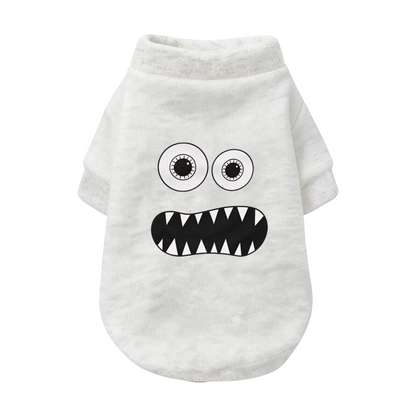 Funny Big Eye Monster Cartoon Gray Pet Soft Cardigan Sweater