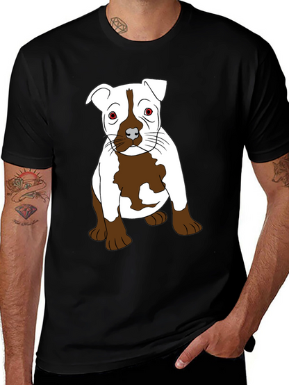 Pitbull Puppy Graphic T-Shirt - Black