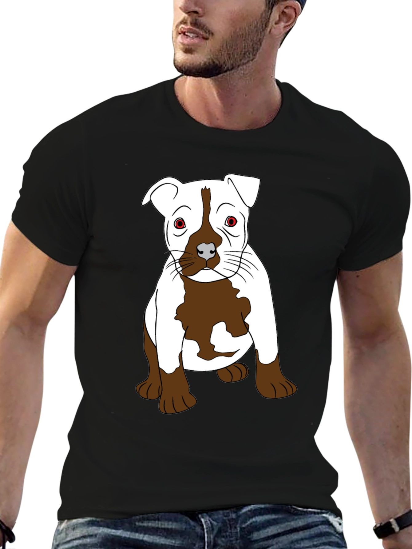 Pitbull Puppy Graphic T-Shirt - Black