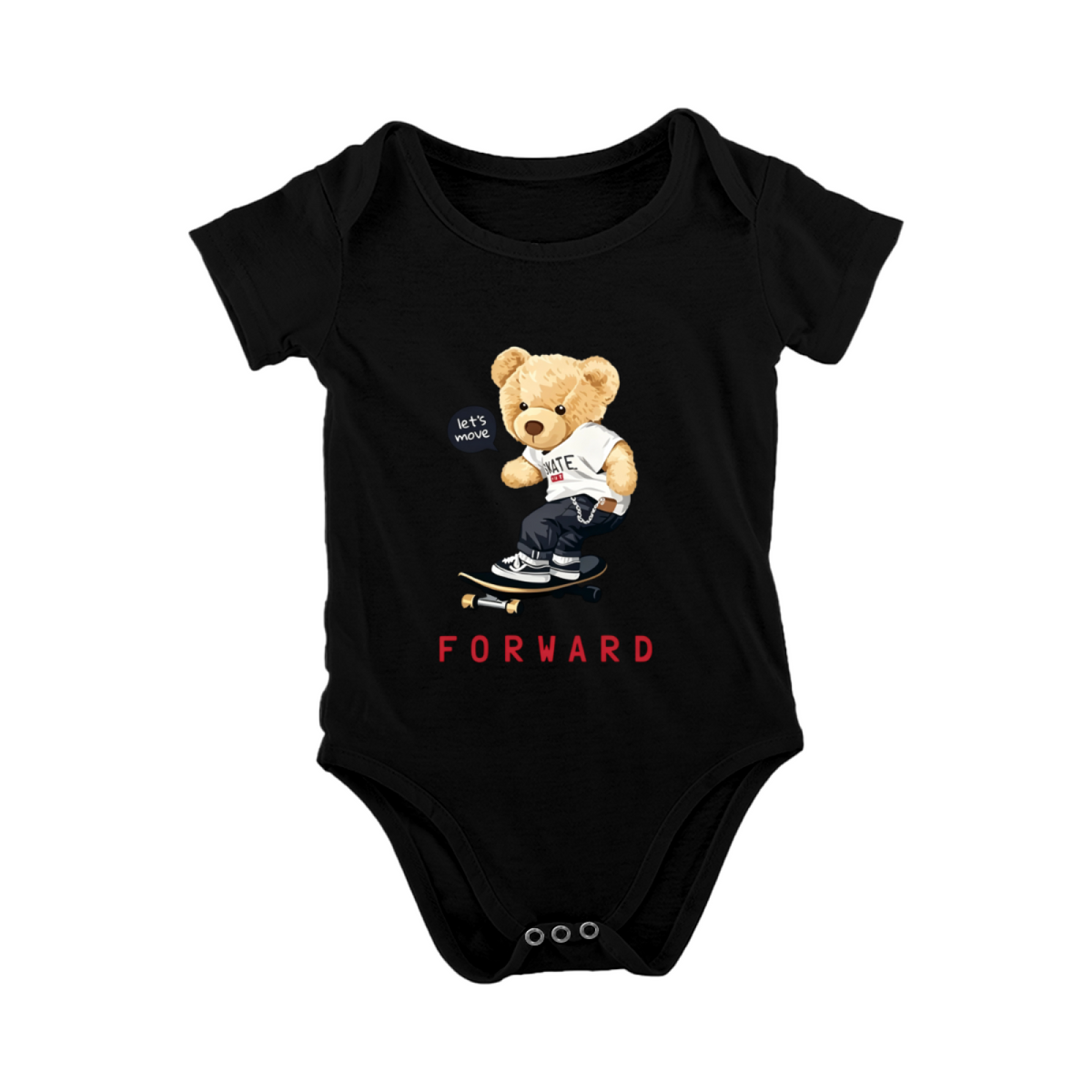 Skateboard Cool Teddy Bear Forward Trendy Street Baby Onesie