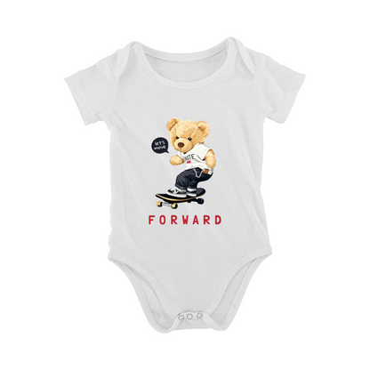 Skateboard Cool Teddy Bear Forward Trendy Street Baby Onesie