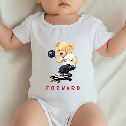 Skateboard Cool Teddy Bear Forward Trendy Street Baby Onesie