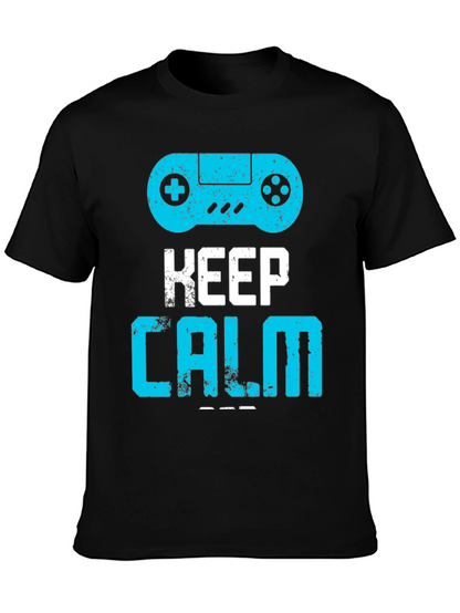 Keep Calm and Game On Black Graphic Tee