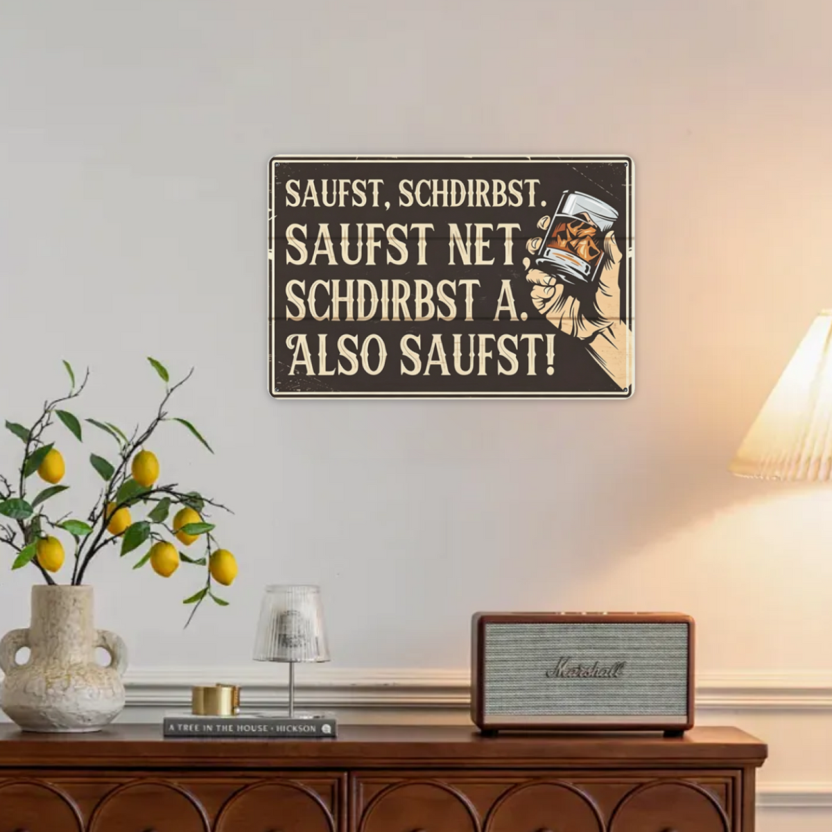 Bavarian Beer Drinking Funny Vintage Bar Metal Sign