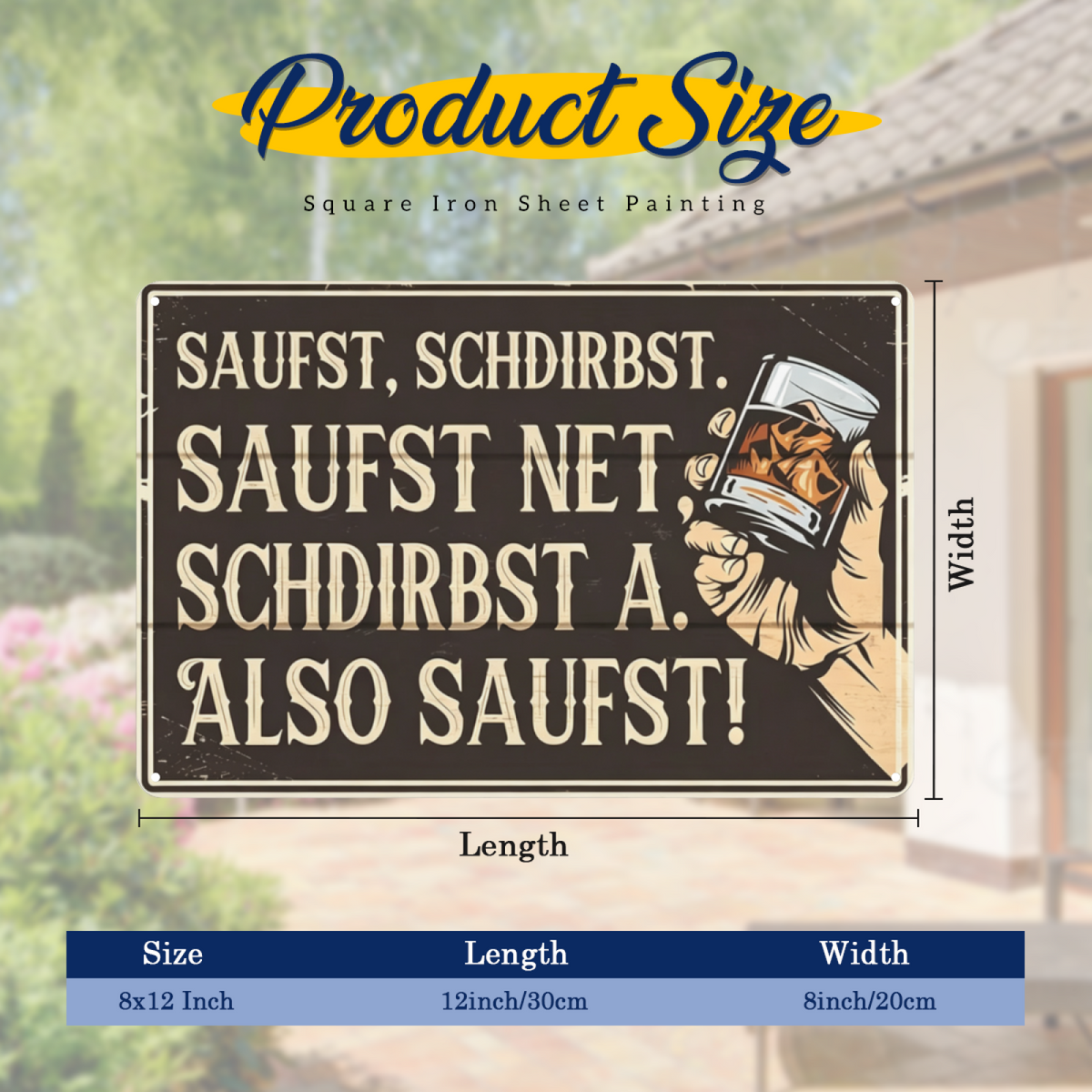 Bavarian Beer Drinking Funny Vintage Bar Metal Sign