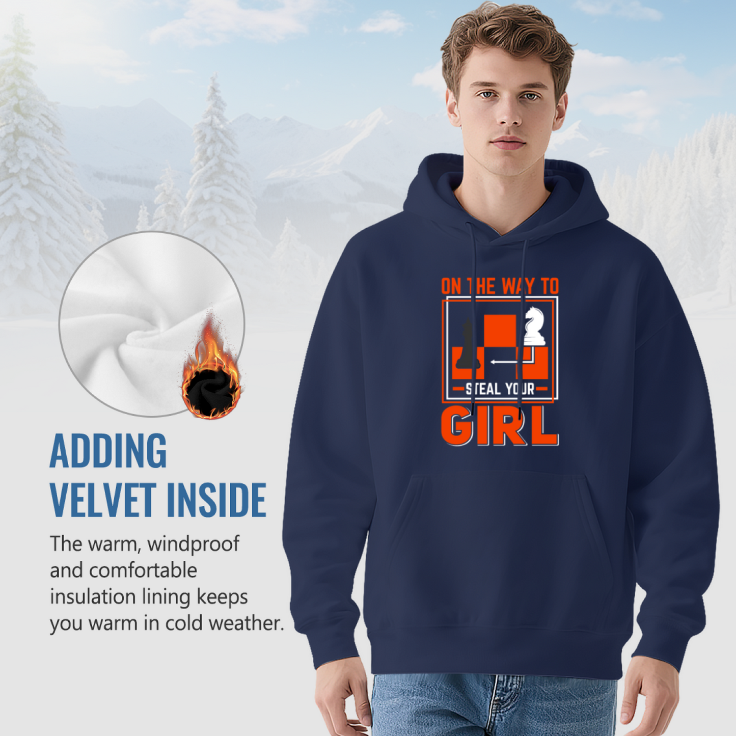 Chess Steal Your Girl Navy Graphic Hoodie