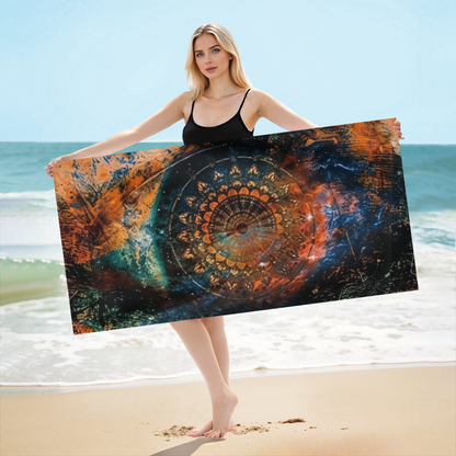 Bold Abstract Multicolor Splash Art Beach Towel, Cloud?Like Soft & Quick Water Absorbing, Multiple Lengths Available, Comfortable Eye?Catching Towel for Summer Getaway