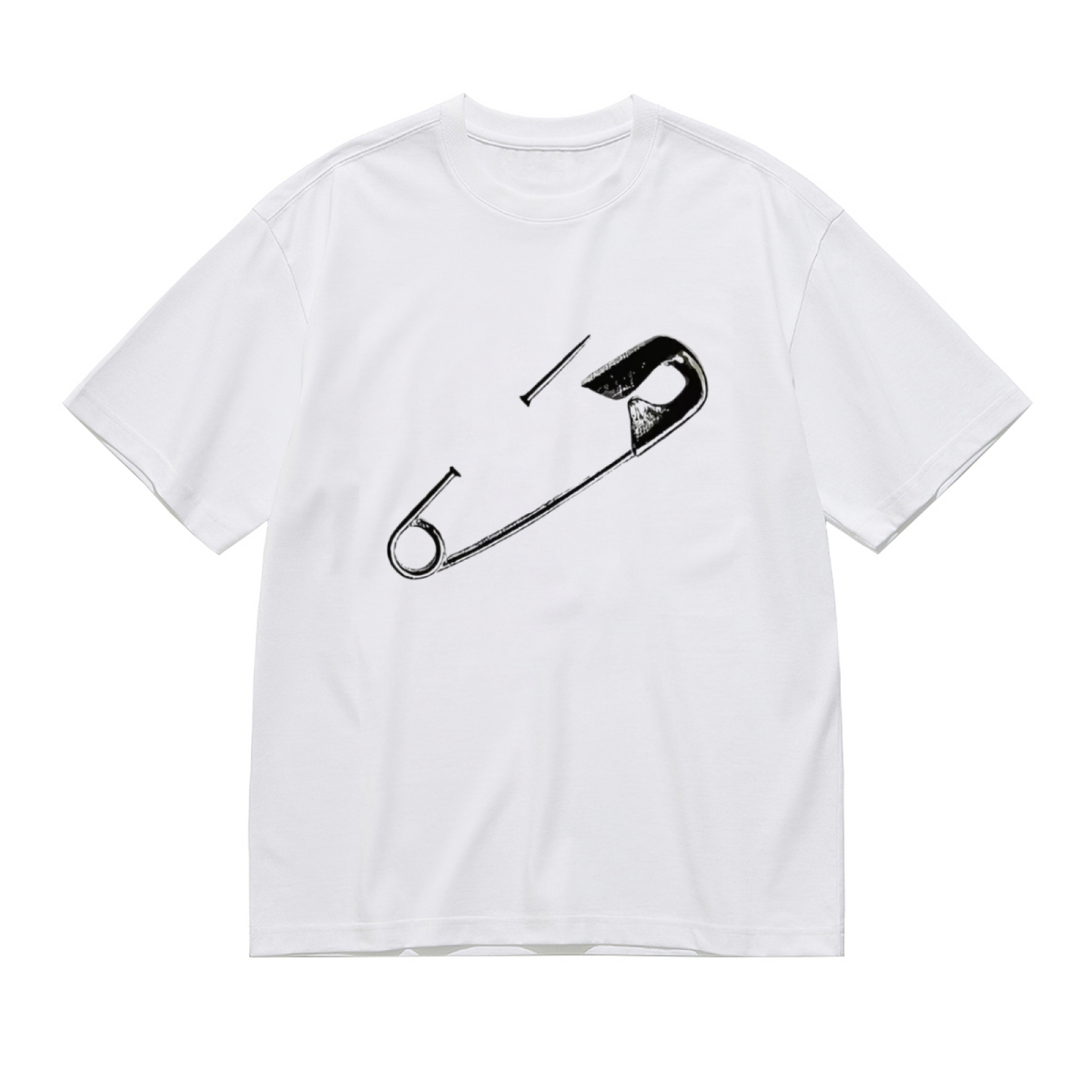 Unique Broken Safety Pin Minimal Sketch Art Plus Size Women Printed T-Shirt