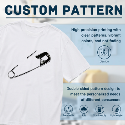 Unique Broken Safety Pin Minimal Sketch Art Plus Size Women Printed T-Shirt