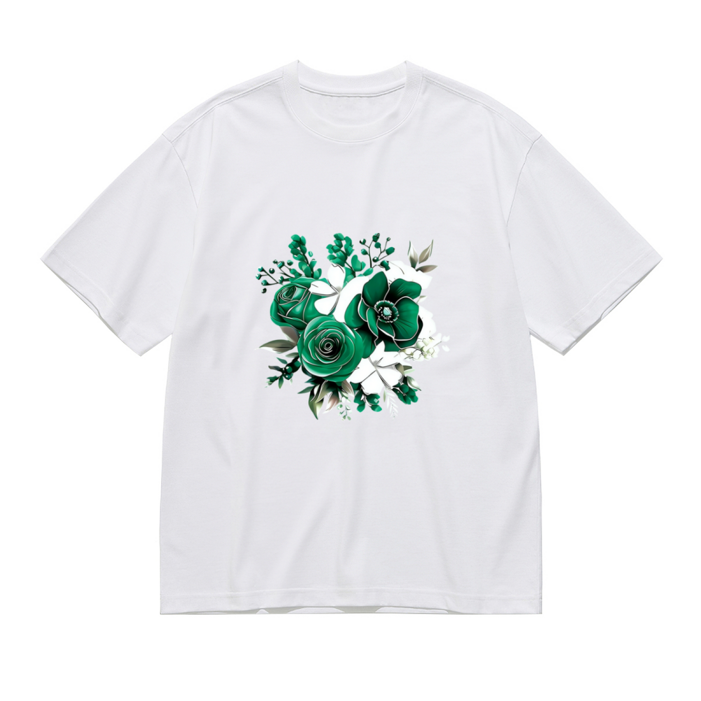 2D Green White Floral Bouquet Plus Size Women¡¯s T-Shirt