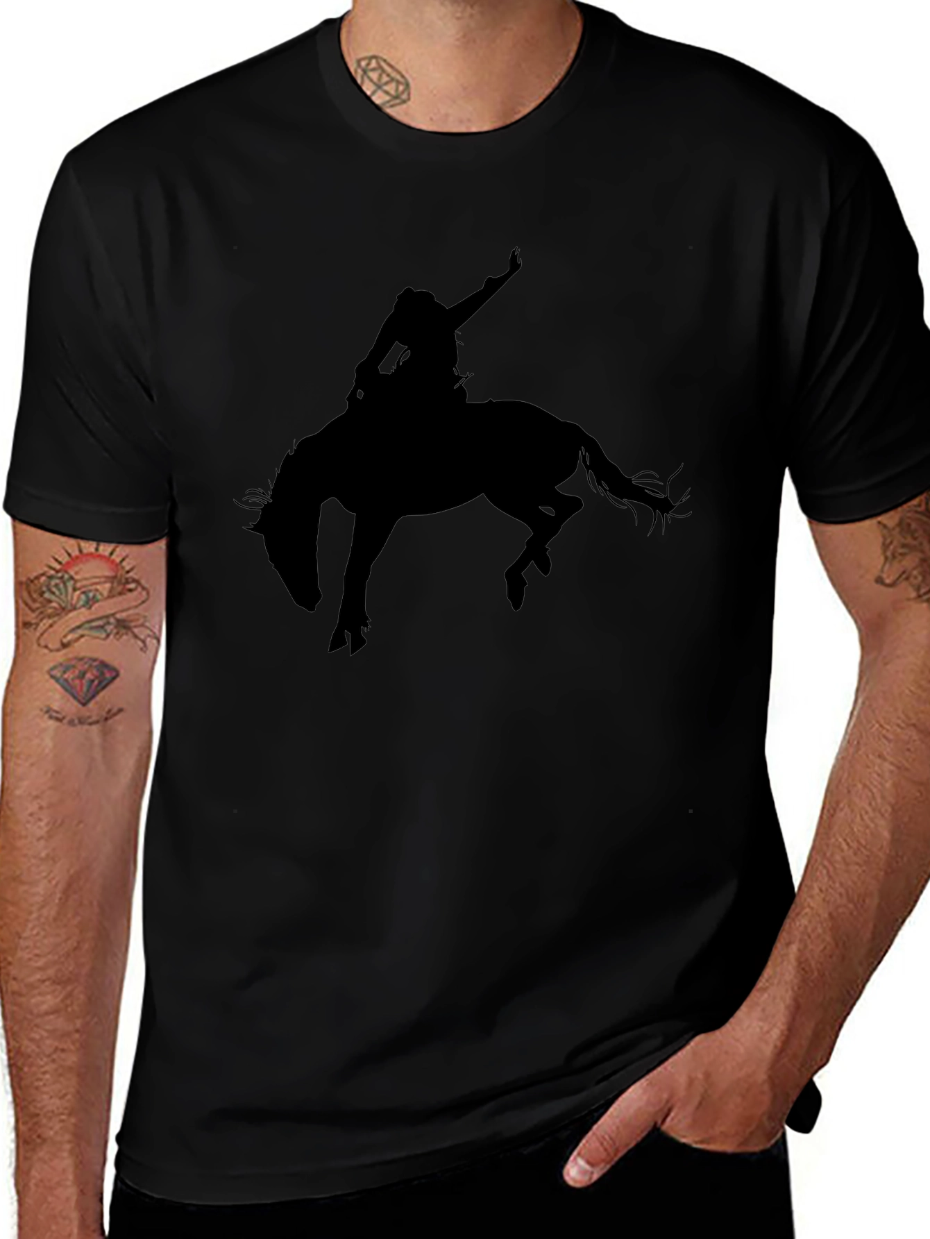 Black Rodeo Rider Graphic Tee - Western Style