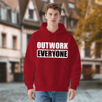 Outwork Everyone Motivational Slogan Red Hoodie, All-Day Comfort