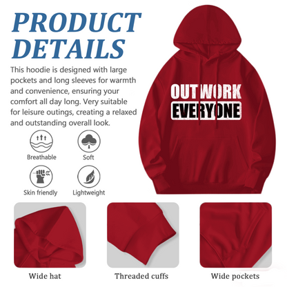 Outwork Everyone Motivational Slogan Red Hoodie, All-Day Comfort