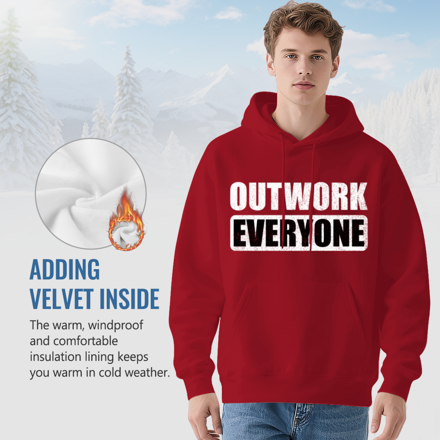 Outwork Everyone Motivational Slogan Red Hoodie, All-Day Comfort