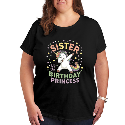 Dabbing Unicorn Sister Of Birthday Princess Plus Size Women Graphic Tee