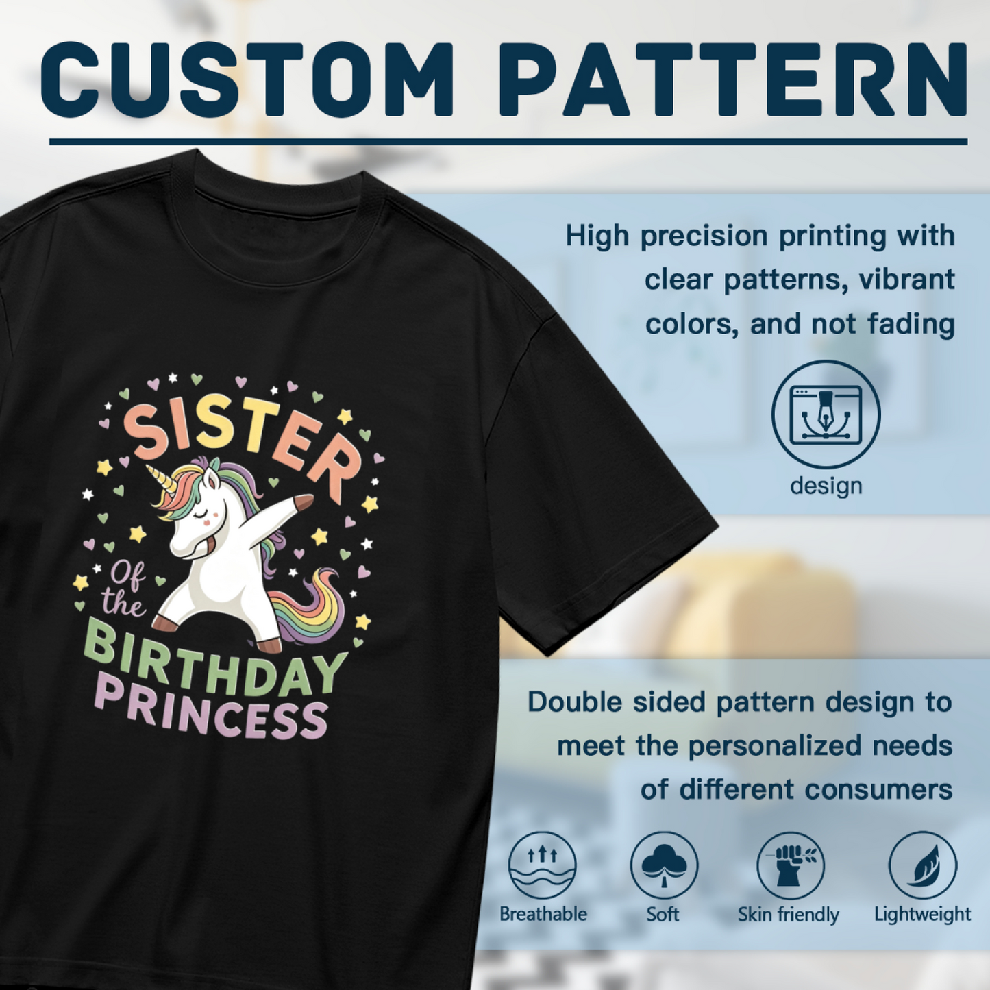 Dabbing Unicorn Sister Of Birthday Princess Plus Size Women Graphic Tee