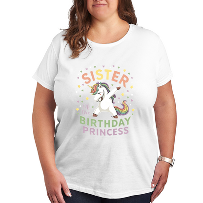 Dabbing Unicorn Sister Of Birthday Princess Plus Size Women Graphic Tee