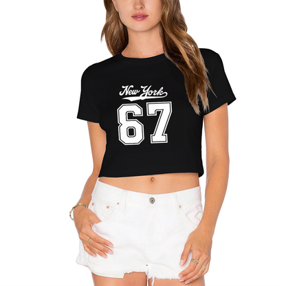 Retro New York 67 Vintage Red Cropped T-Shirt ¨C Sporty City Number Top