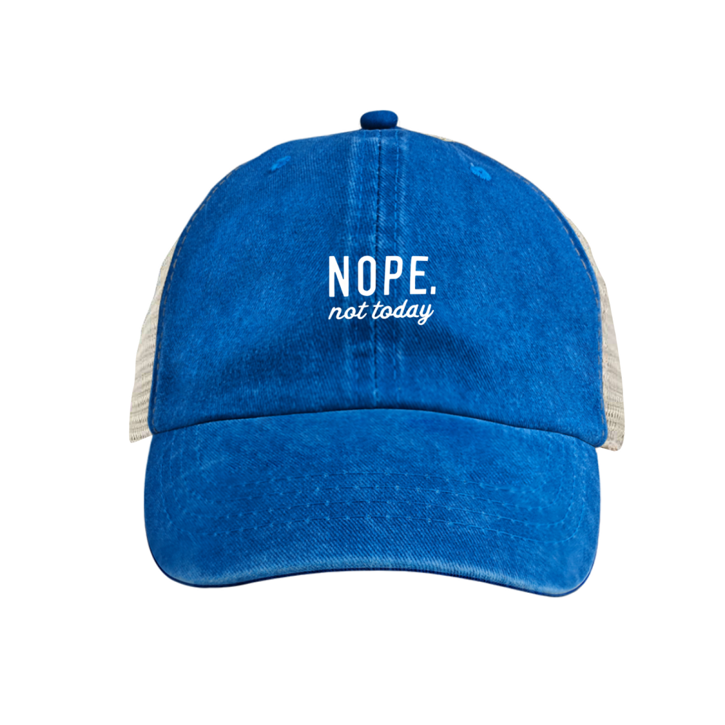 Nope Not Today Burgundy Retro Washed Mesh Lazy Mood Statement Cap