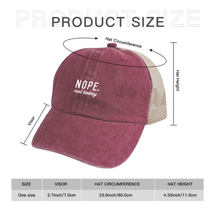 Nope Not Today Burgundy Retro Washed Mesh Lazy Mood Statement Cap