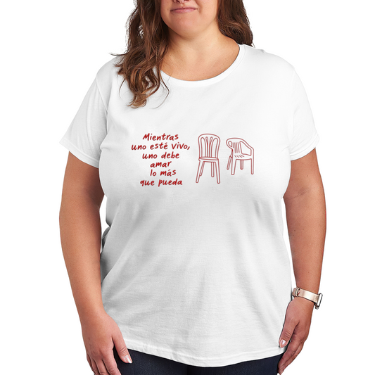 Spanish Love Quote Two Chairs Minimal Line Art Plus Size Women¡¯s T-Shirt