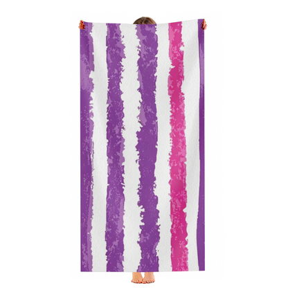 Trendy Distressed Purple Stripe Beach Towel, Fluffy Soft, Comfortable and Fast Water Absorbing for Daily Use